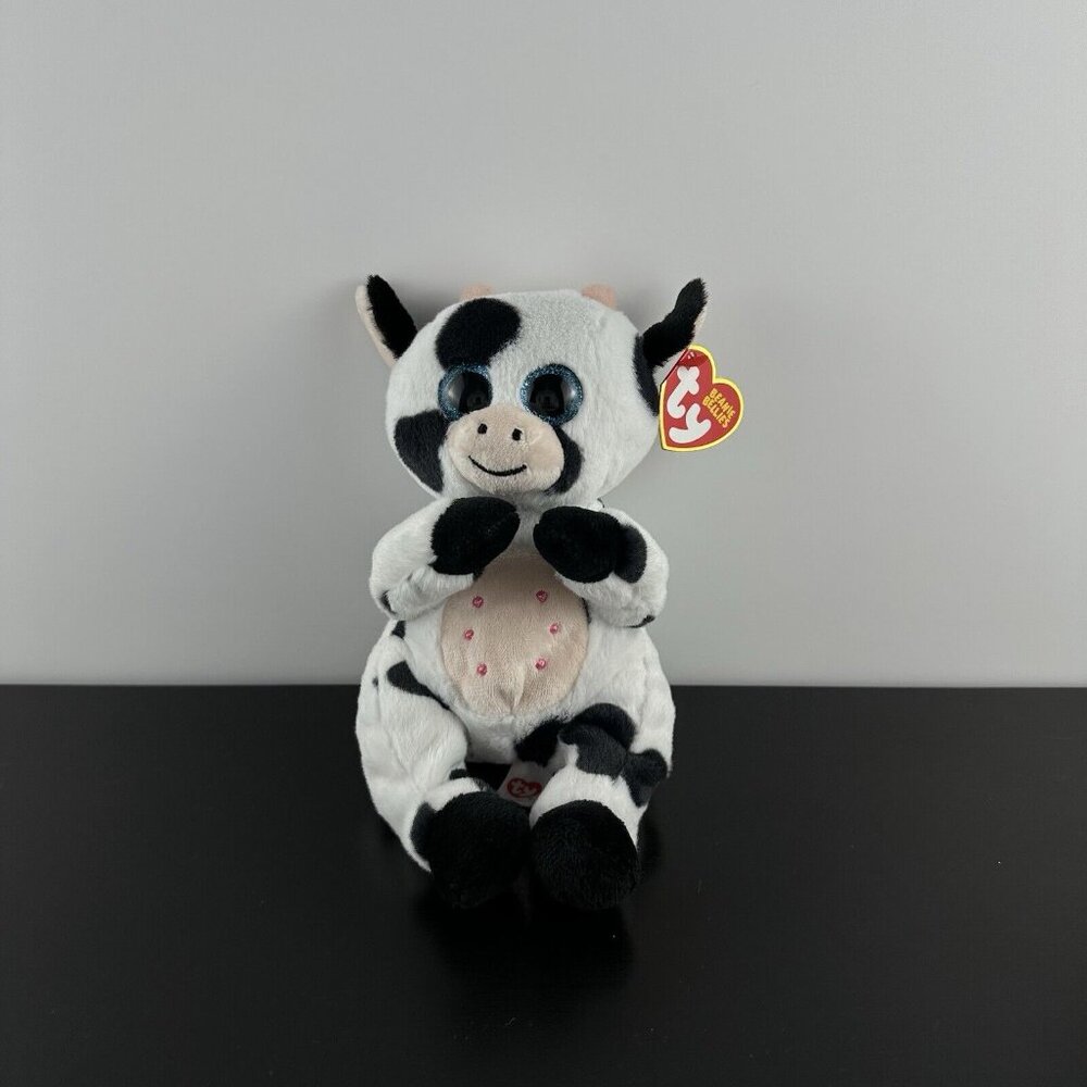 TY Beanie Baby (Beanie Bellies) - HERDLY the Cow (6 inch) - NWT